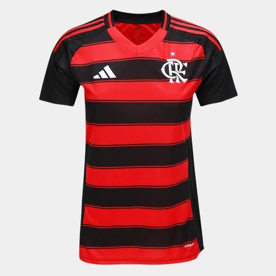 Camisa Flamengo I 25/26 Feminina - Adidas - Vermelho e Preto